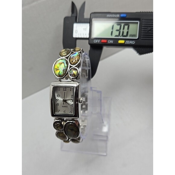 Women Abalone Bracelet Watch Silver Tone Quartz Japan Movement New Battery Dress - Picture 6 of 10